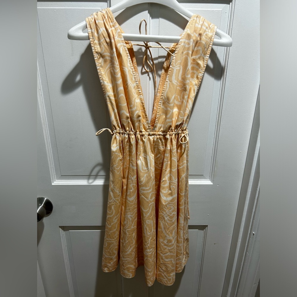Abercrombie & Fitch Babydoll Poplin Peach Tie Back Mini Dress S